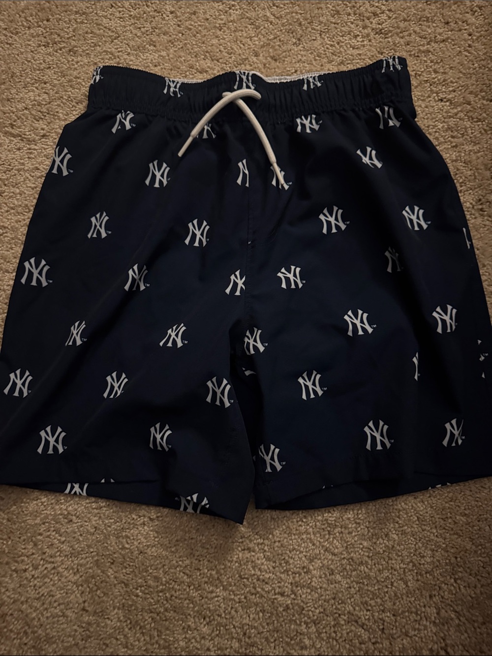 abercrombie kids Navy Swim Trunks with White NY Logos